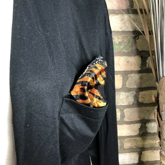 VTG Tiger Graphic Top Cardigan Blazer Open With Handkerchief Shoulder Pads USA - Picture 4 of 6